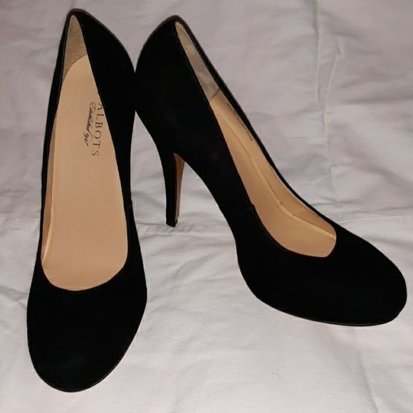 Talbots Black Suede‎ Pumps Heels 10B Like New - Picture 1 of 6